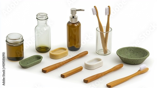 Sustainable Bathroom Accessories for an Eco Friendly Lifestyle Featuring a seamless design with organic soap dishes refillable bottles and wooden toothbrushes for a modern and conscious home