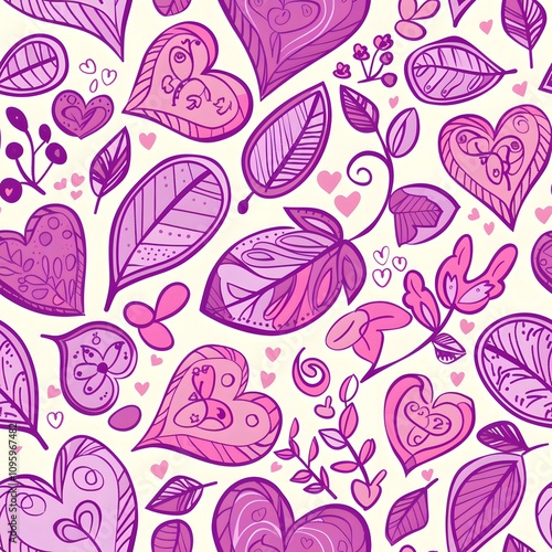 Playful hearts on a pastel grid background.