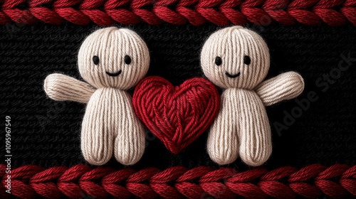 Yarn Heart Couple Romantic Knitted Dolls Love Valentines