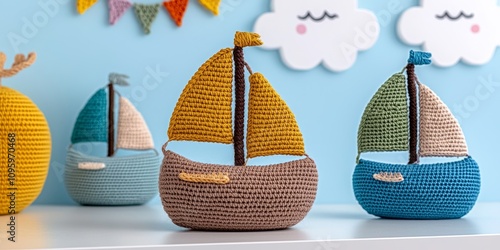 Adorable Crochet Sailboats Baby Nursery Decor Handmade Toys Kids Room