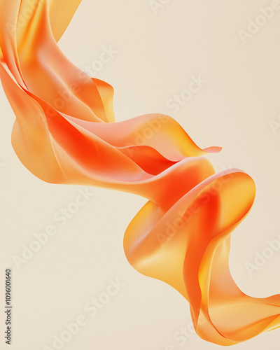 abstract orange aerial silk in the air over orange cream background 