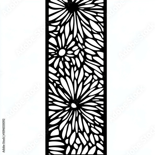 A decorative black and white floral pattern featuring abstract flowers, ideal for various design projects.