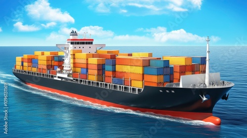 Cargo ship arrives international port investment journey