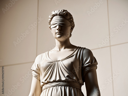 statue of justice with a blindfold covering her eyes.