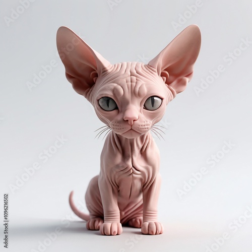 Adorable Sphynx Kitten Hairless Cat Studio Shot Pet Animal Portrait