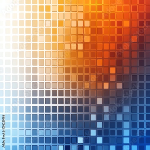 Colorful abstract mosaic pattern with gradient squares on a smooth background.