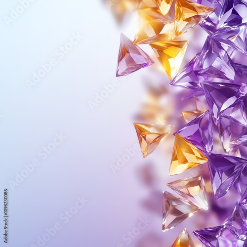 Colorful geometric crystals on a soft gradient background.