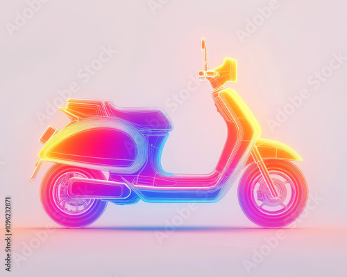 Vibrant, neon scooter design showcasing modern transport style.