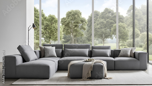 A modular sectional sofa with adjustable backrests and modern cushions.