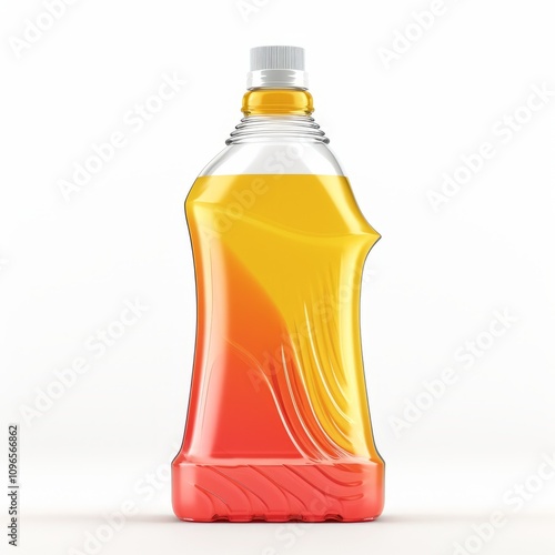 white background and An ultra realistic image of a dishwashing liquid in a squeeze bottle