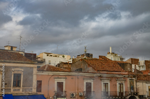 characteristic Italian buildings in Catania in Sicily