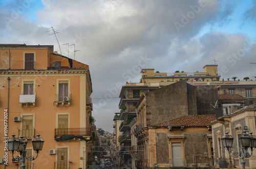 characteristic Italian buildings in Catania in Sicily