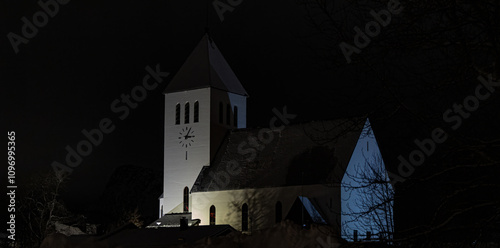 church in the night in the far north