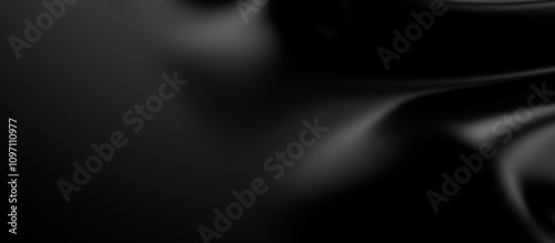 3d soft black waves background. Dark silk crumples. Elegant minimalistic satin ripples backdrop. 3d render illustration