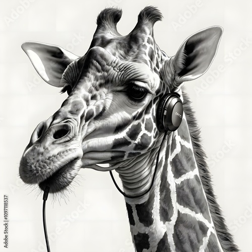 Quirky Giraffe with Headphones