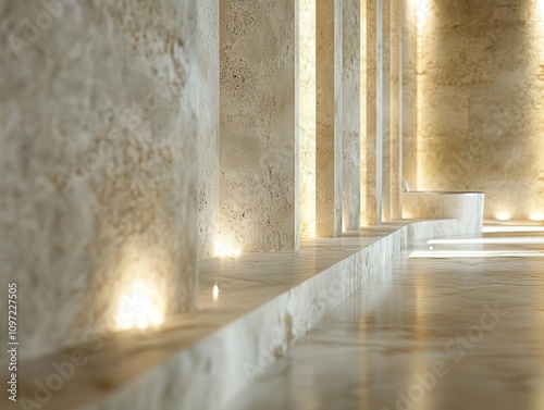 Textured marble wall in a modern luxury spa setting