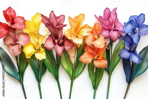 Diverse colored canna lily blooms