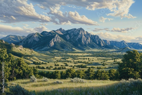 expansive vista of flatiron mountains outdoors