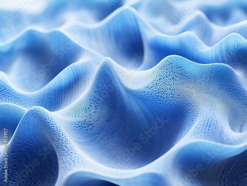 Abstract blue waves resembling fluid motion, emphasizing texture and depth.