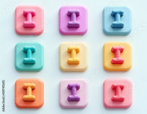 3D Colorful Letter I Icon Set - Modern and Playful Typography Design " I "