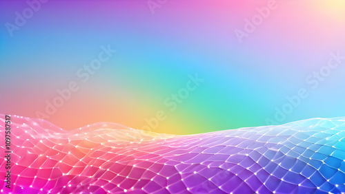 Unicorn background with rainbow mesh. Fantasy gradient backdrop