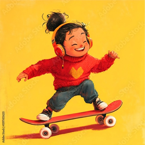 child on skateboard