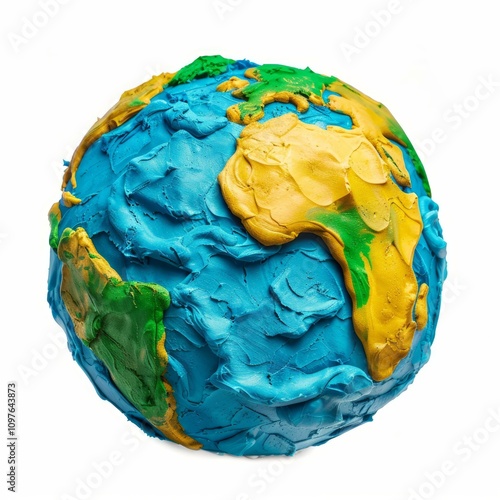 Colorful clay earth globe showing continents and oceans