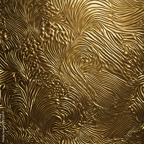 A luxurious gold textured pattern featuring intricate, flowing swirls, creating a dynamic and elegant design perfect for high-end backgrounds, abstract art, or premium decorative projects.