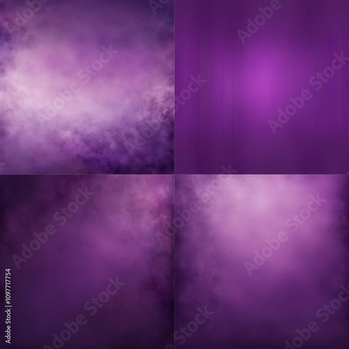  Description A collection of four purple textured backgrounds with soft gradients and abstract smoky effects, ideal for graphic design, digital art, or creative presentations.