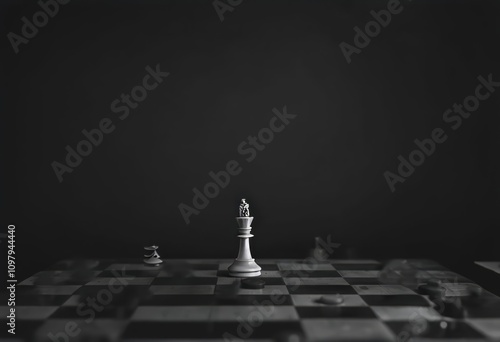 subject a single chess piece on a large empty board details soli