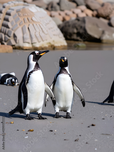 Gentoo Penguins on the beach