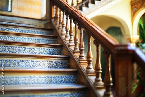 A detailed view of staircase treads and risers