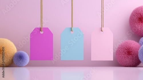 Flash sale banner, colorful discount tags