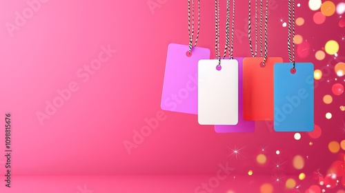 Flash sale banner, colorful discount tags