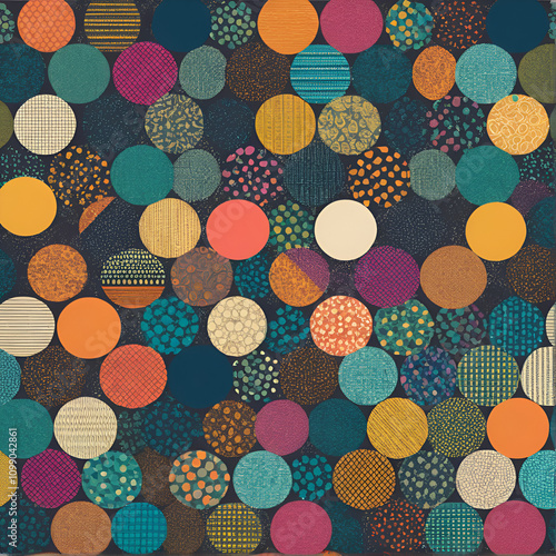 Multicolored geometric circle abstract background seamless pattern