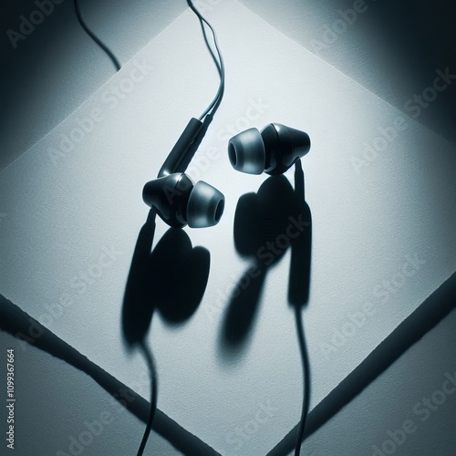 Photogram Earbuds Earbuds placed on a photosensitive paper creat