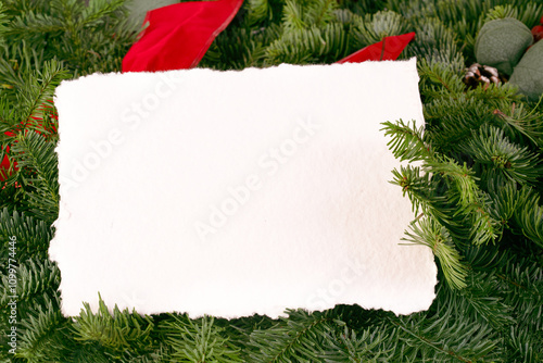 Empty postcard template with space for Christmas Greetings.