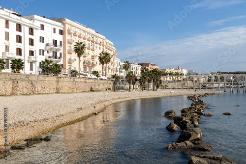 View of the beach of Spiaggia del Pirgo in Civitavecchia, Italy