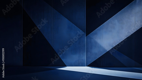 Black dark navy blue white abstract background. Geometric shape. Line stripe angle triangle polygon mosaic. Color gradient. Noise grain dust rough particle. Glow light. Design. Template. Minimal.