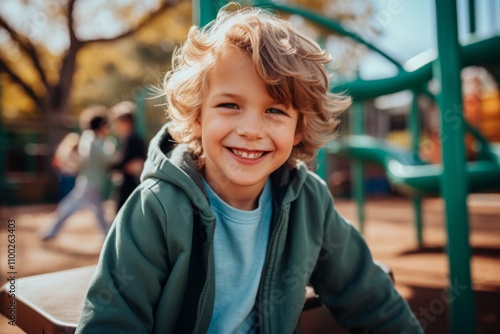 Smiling portrait of a boy in playground