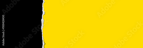 Black Friday background concept. Torn paper edge design, bold yellow and black contrast, minimalist promotional banner template