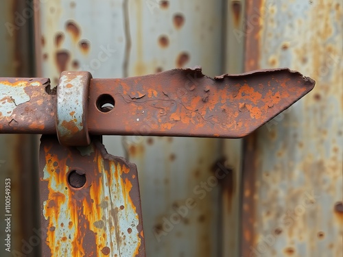 rusty metal fence with rusted metal and rusted metal parts.