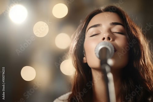 Studio vocal techniques, refining sound harmony through voice warm-up, harmonisation for professional recording in sound studio with expert microphone handling.