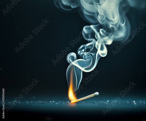 smoke on black background, Smoke seems to dance in an extinguished match