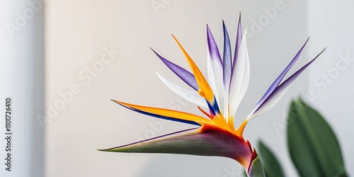 Stunning Close up of Vibrant Bird of Paradise Flower with Soft Natural Lighting.