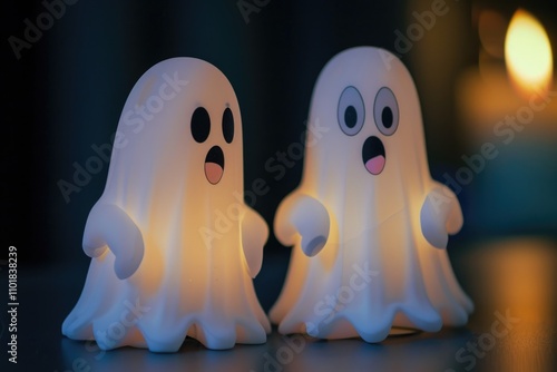 A pair of ghostly figurines sit atop a table, ready for use in a variety of settings