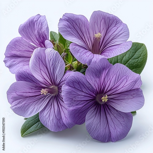 Cape Primrose Flower: Purple Trumpet Petals on White Background