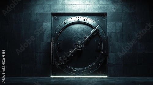 An imposing vault door in a dimly lit room, symbolizing security and confidentiality.