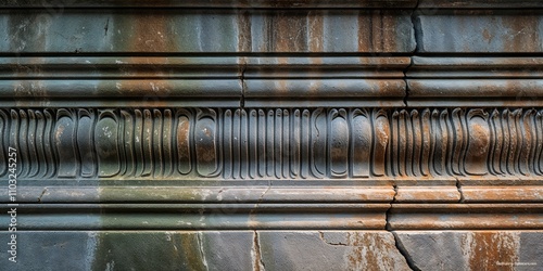 Ancient Stone Carving Detail in Temple Architecture with Intricate Design