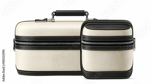 Elegant Cream & Black Leather Handbags, Classic Travel Set, Stylish Accessories, Premium Quality, Exquisite Design